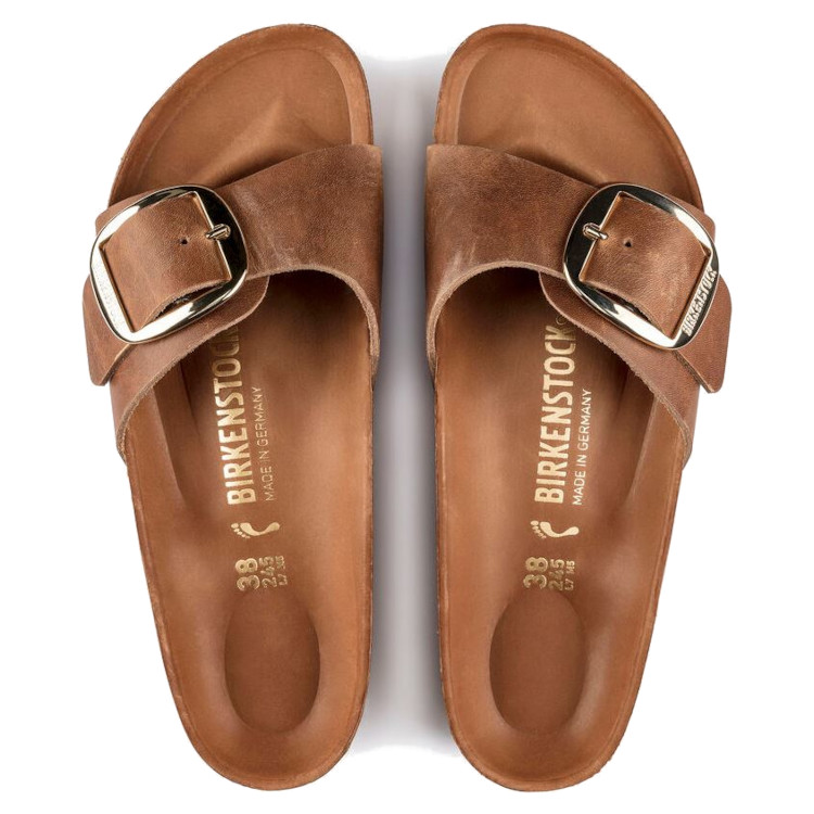 Birkenstock Madrid Big Buckle Oiled Leath | Cognac | Narrow - Women's (1006525) - Image 2